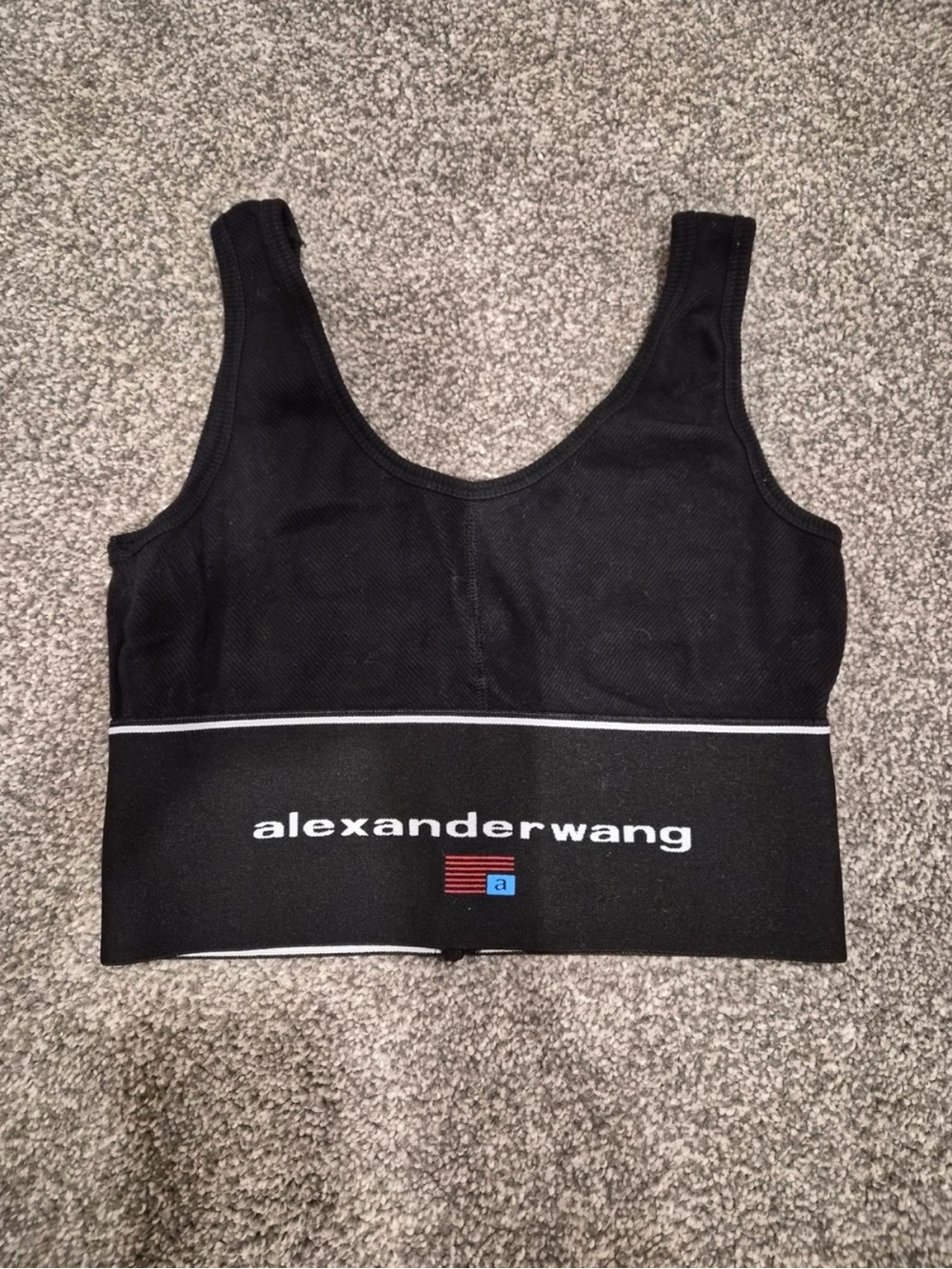 Alexander Wang Black Logo Elastic Sports Bra